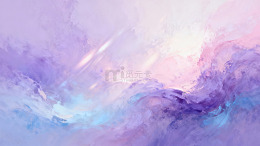 梦幻紫粉云彩水彩画