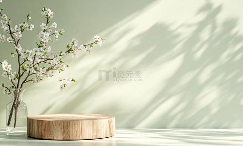 简约春日花卉展示场景