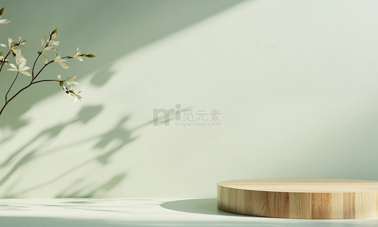 简约光影花枝展示台背景