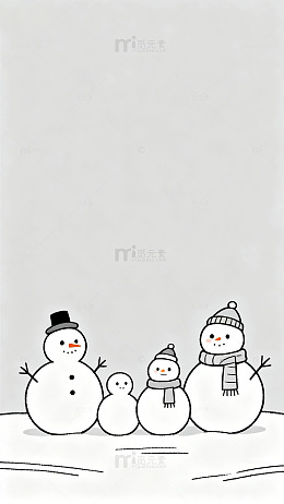 卡通雪人冬日美景