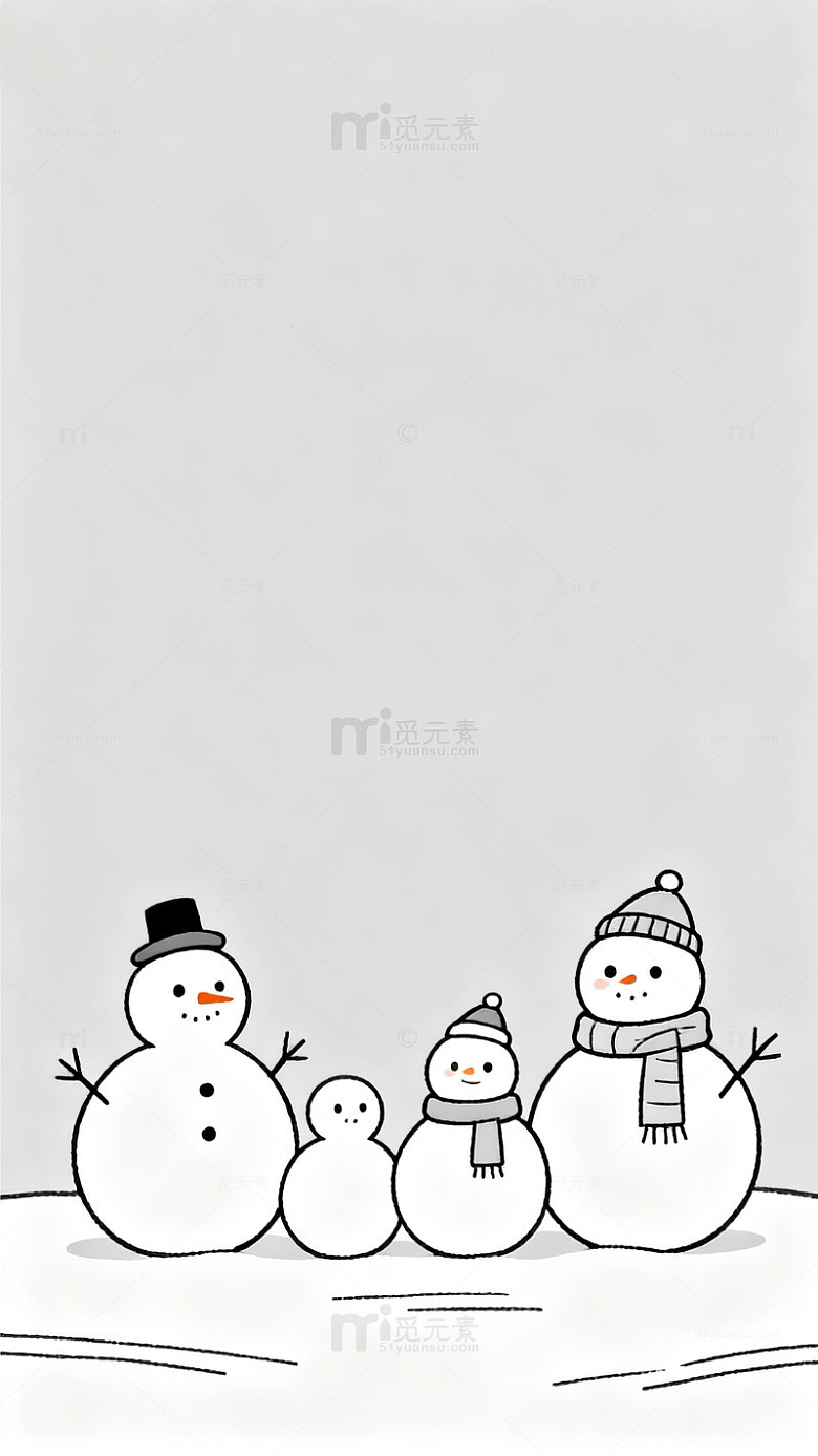 卡通雪人冬日美景