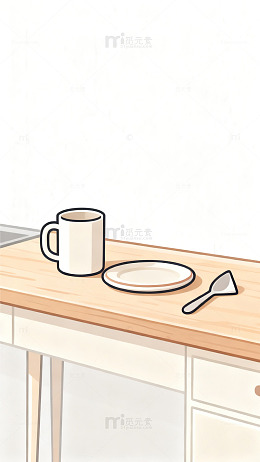 简约厨房桌面插画