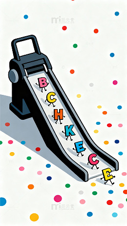 滑梯字母卡通插画