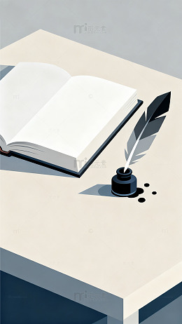 简约风书桌写作插画