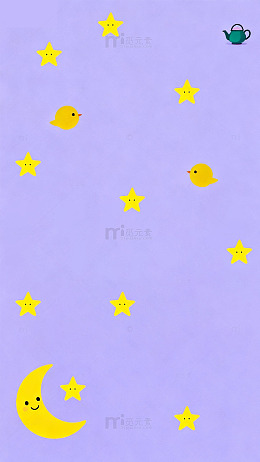 卡通星星月亮儿童房墙纸