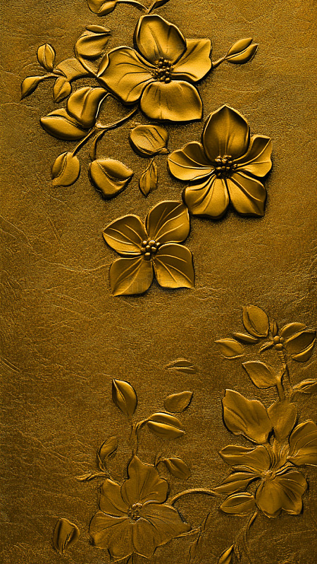 金色浮雕花卉装饰图案
