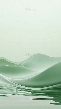 梦幻绿色波纹抽象风景图