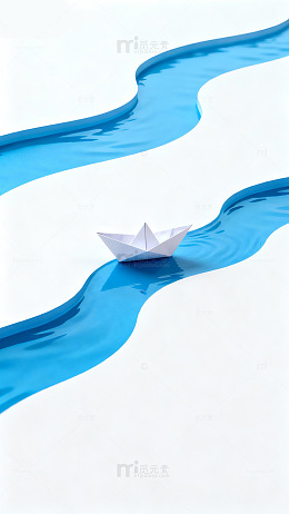 纸船航行蓝色河流