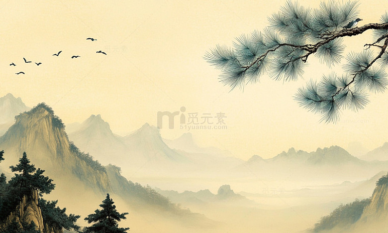 水墨山水画风光画