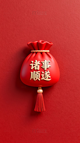 红色喜庆福袋新年祝福图片