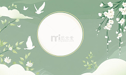 春日花卉圆框设计素材