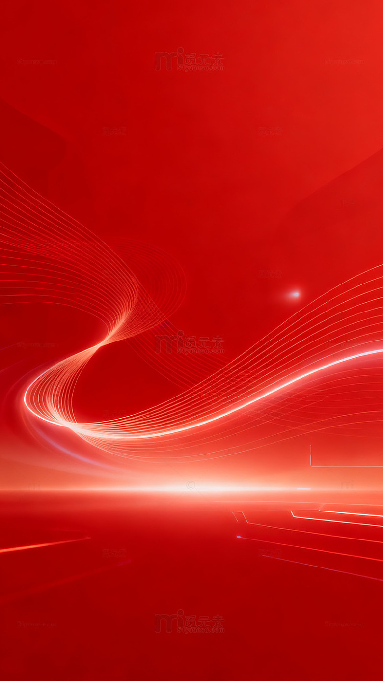 红色科技光影流线背景1