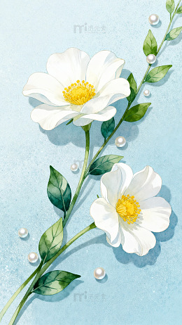 清新白花珍珠插画13
