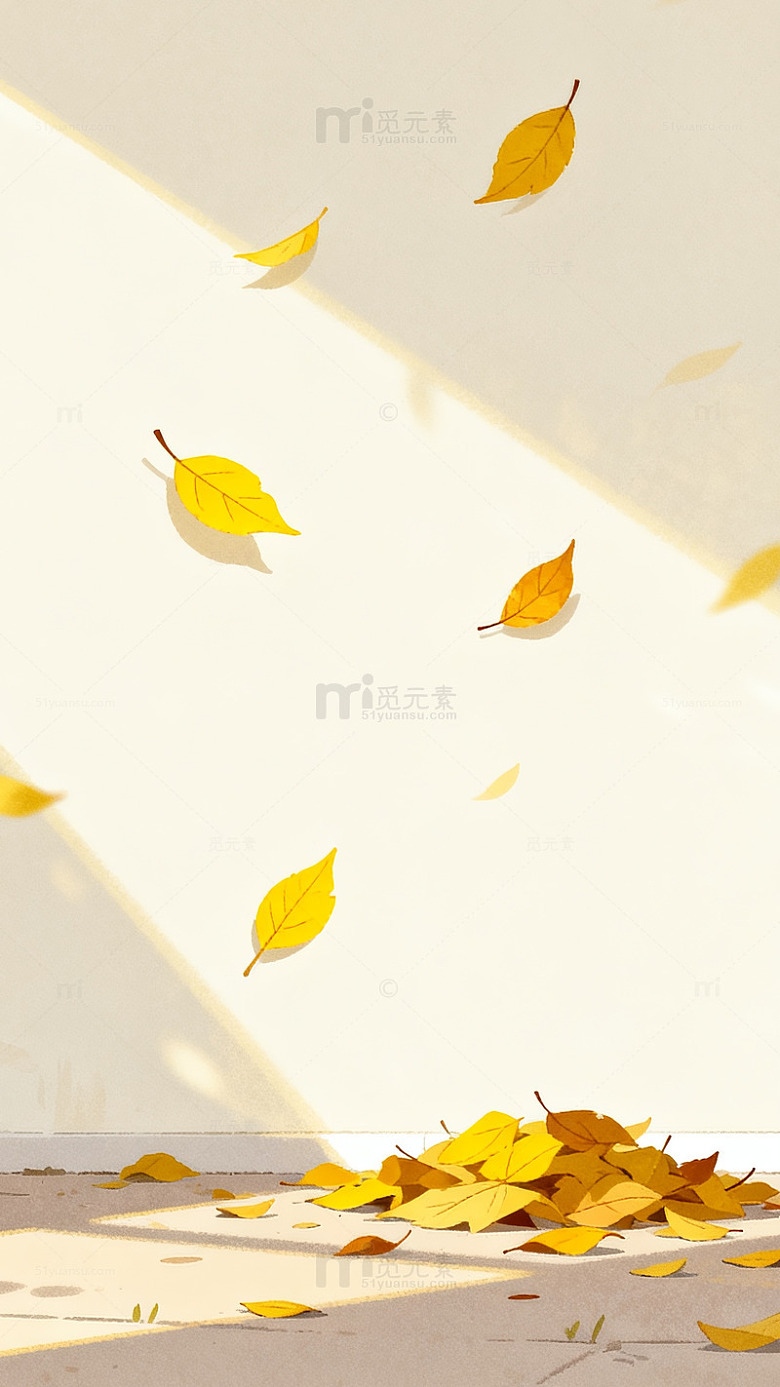 秋叶飘落阳光景