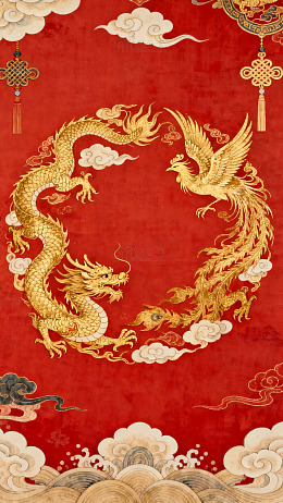 中国龙凤图案装饰画