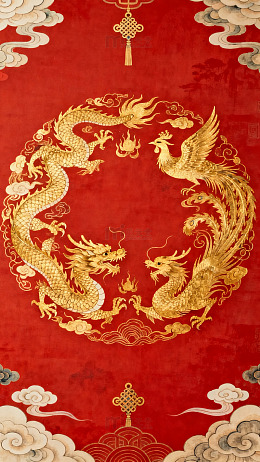 中国龙凤图案传统装饰画