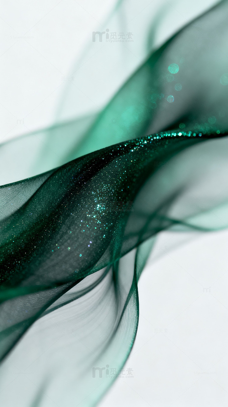 梦幻绿丝带飘逸艺术图片