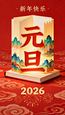 元旦祝福立体书设计素材