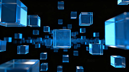 蓝色立方体悬浮科技背景