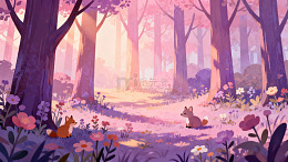 梦幻森林小动物插画