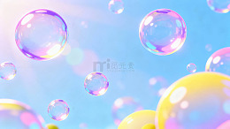 梦幻泡泡蓝天背景