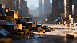 金色立方体城市场景