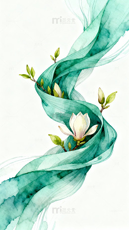 水墨风植物花卉艺术插画