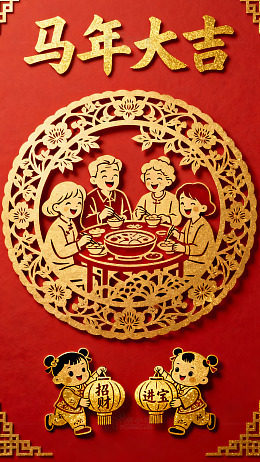 马年大吉剪纸艺术