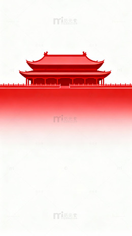 红色传统建筑剪影艺术图片