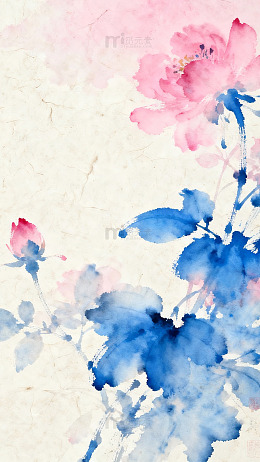 水墨花卉国画风格装饰画