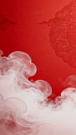 红色祥云传统图案背景图