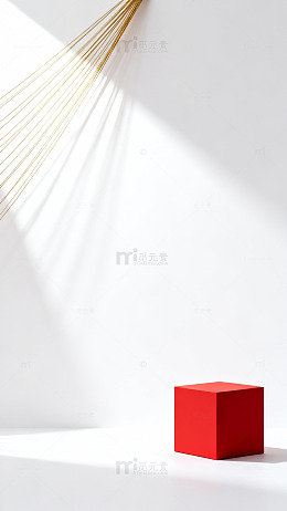 极简光影红色立方体设计图