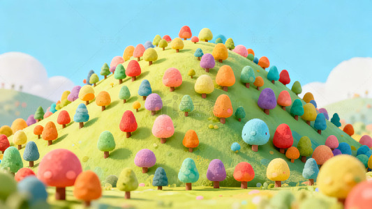卡通彩色森林景观