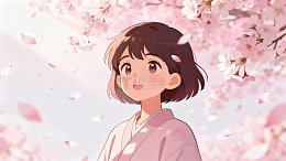 樱花少女和服插画