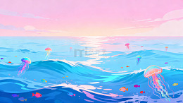 梦幻海洋水彩画