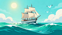 帆船海洋风景插画