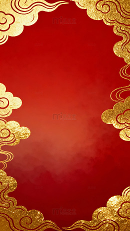 红色金云传统边框设计素材