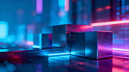 科技感立方体未来城市背景