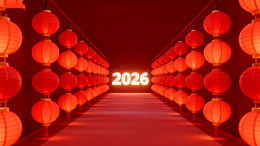 红灯笼迎新2026喜庆场景