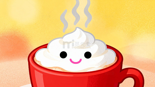 可爱卡通热饮插画