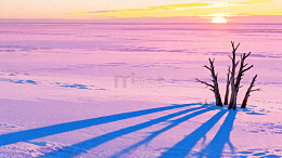 雪景日落风光摄影