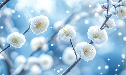寒冬腊梅雪景摄影图片