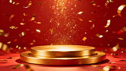 喜庆庆典金色舞台背景设计