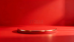 红色背景圆形台展示台