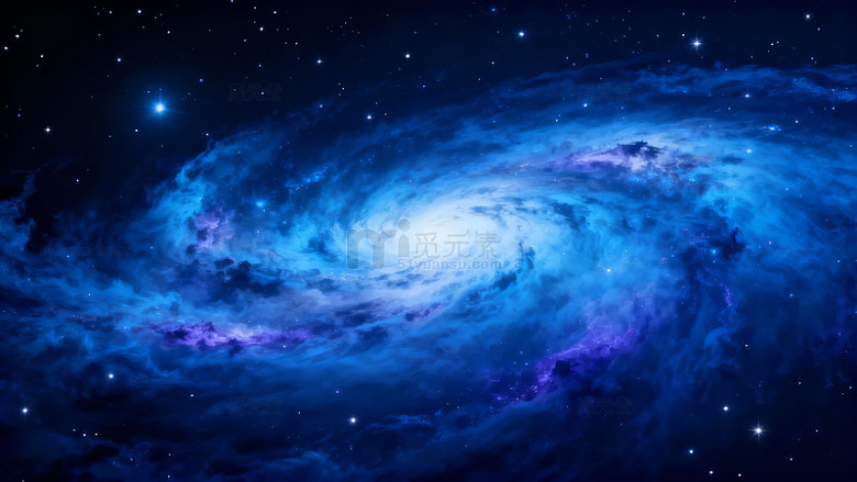 宇宙星系蓝紫色漩涡星图