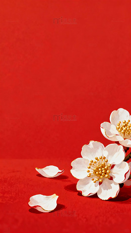红花白花喜庆构图设计素材