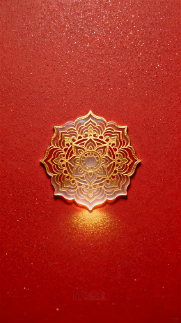 红色背景金色花纹装饰图案