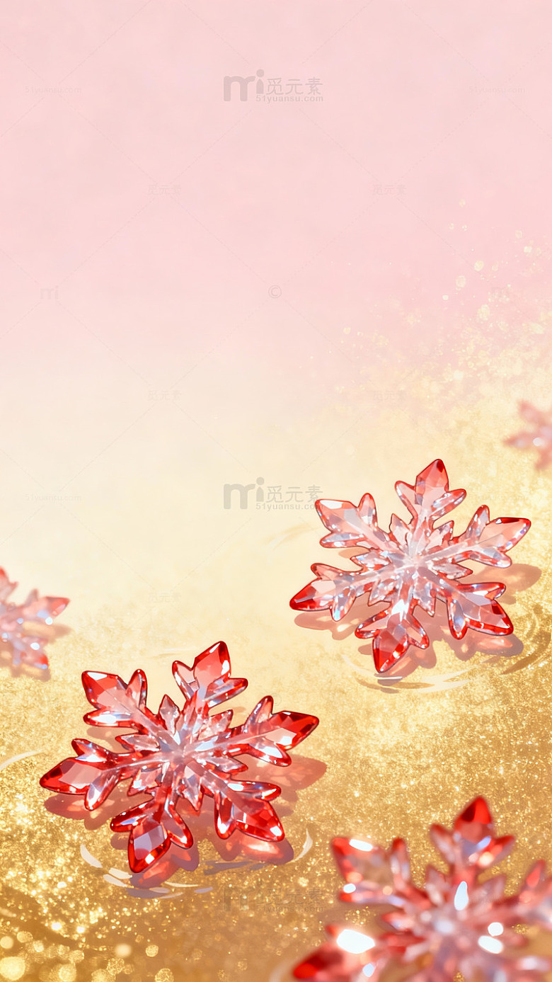 红雪花装饰梦幻背景