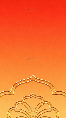 金色花纹橙红背景装饰图案