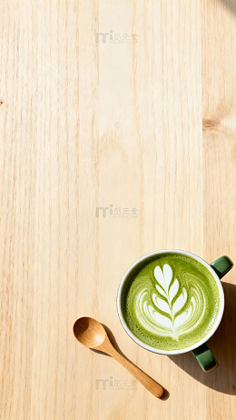 简约抹茶拿铁美食摄影